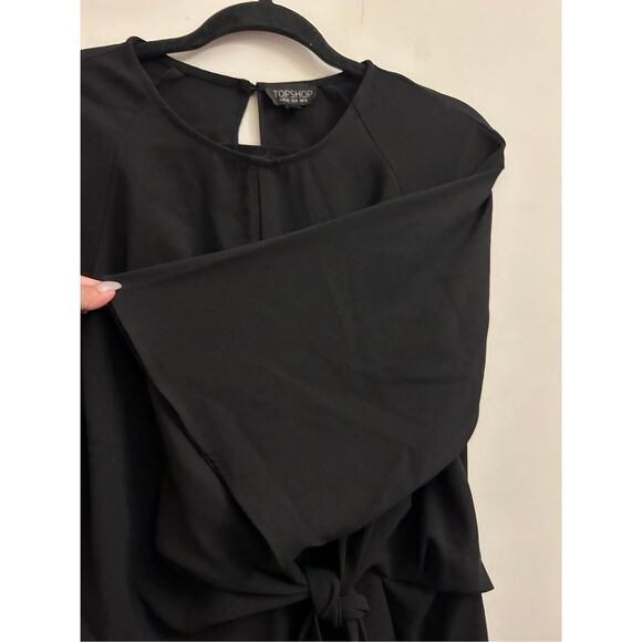 Topshop dress size 8 front tie slimming flutter sleeves modern contemporary mini - Picture 4 of 11